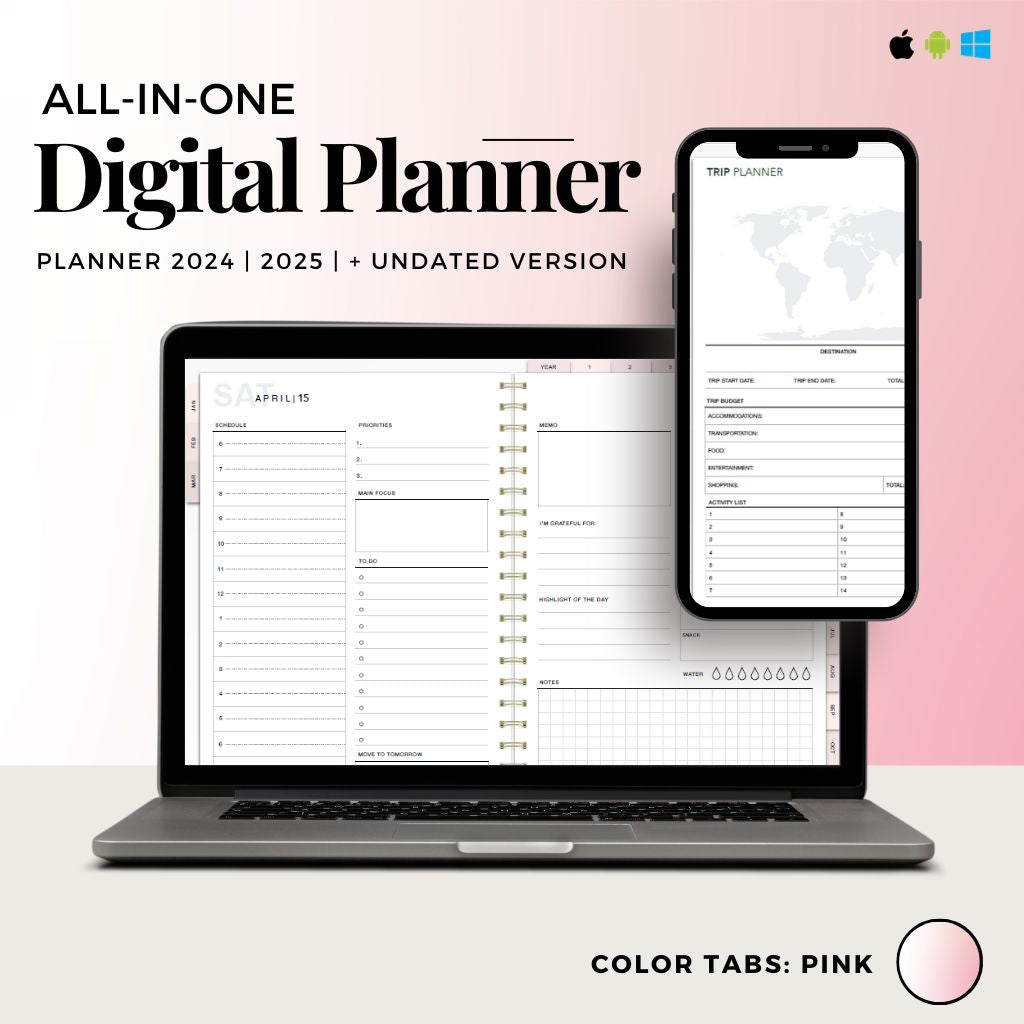 Digital】2024 Undated Digital Bullet Journal, Premade Doodle planner with  hyperlink tab - Shop Da Rich Planner Digital Planner & Materials - Pinkoi